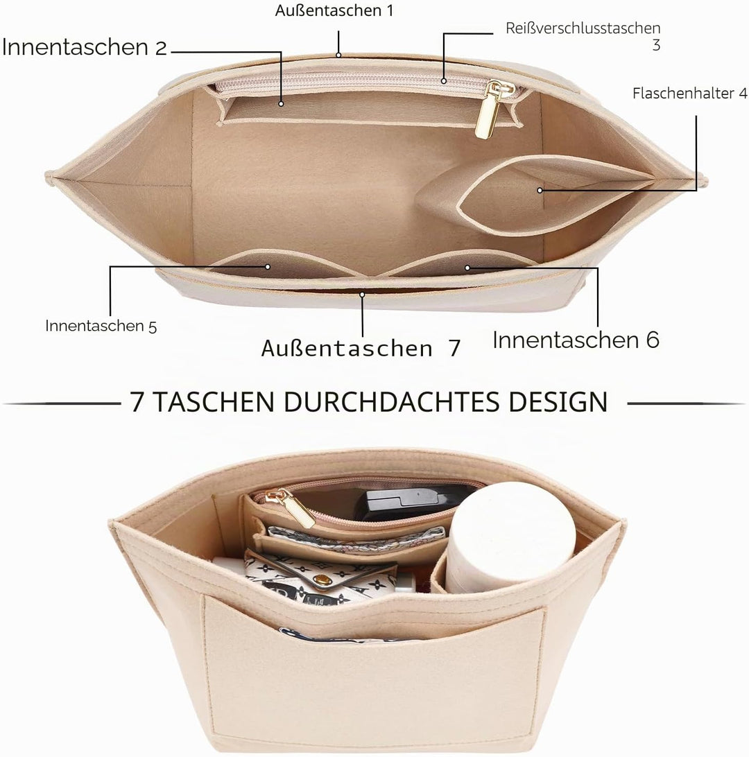 LOUKAYCCI Filz-Organizer-Handtascheneinsatz für Longchamp Le Pliage S, Grösse S, Beige Small Beige,