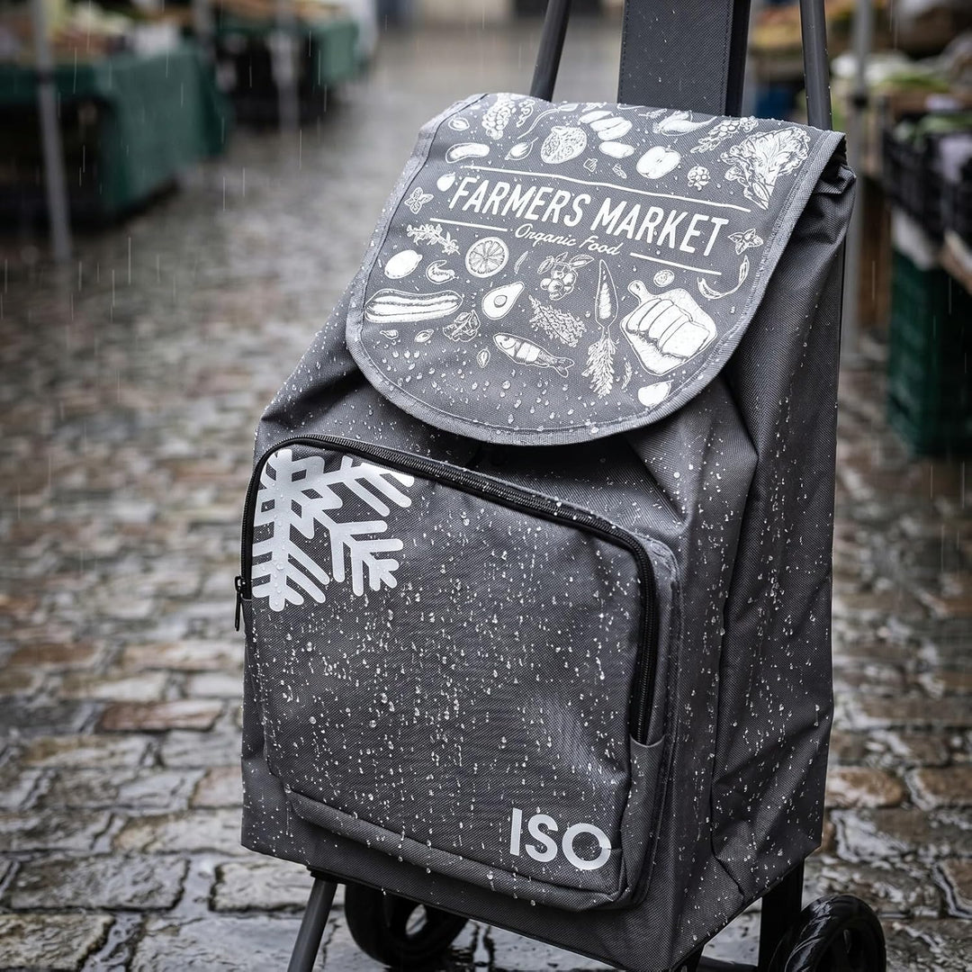 ELEPSO Einkaufstrolley mit Kühlfach 35L grau – Einkaufswagen leicht & stabil – Shopping Trolley für