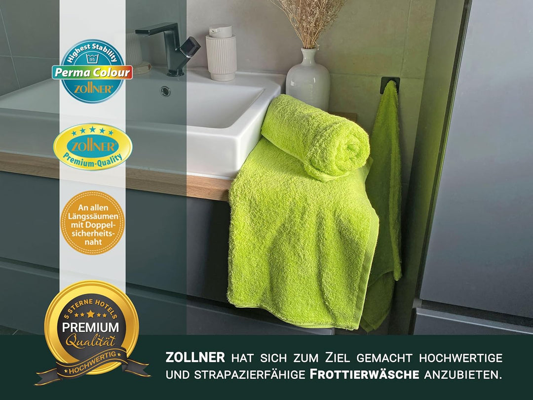 ZOLLNER 6er Set Handtücher, 50x100 cm, Baumwolle, Kochfest, apfelgrün 50 x 100 cm Grün, 50 x 100 cm