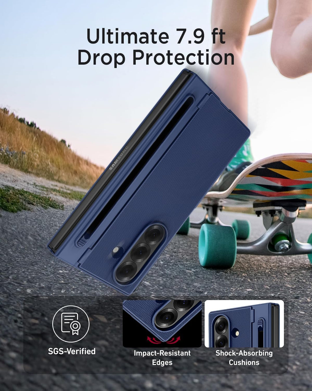 Miimall Kompatibel mit Samsung Galaxy Z Fold 5 Hülle mit S-Pen & Stifthalter, [HD Displayschutz] Ult