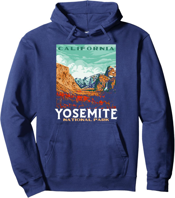 Retro Yosemite National Park Valley WPA Style Vintage Pullover Hoodie