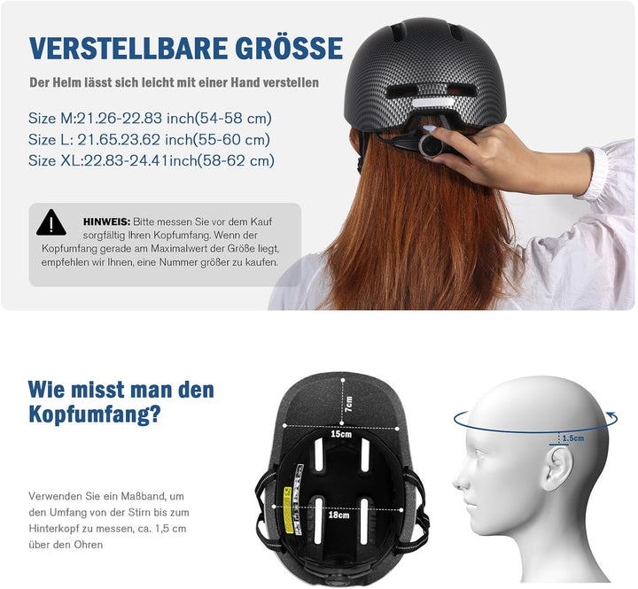 Shinmax Fahrradhelm für Damen und Herren, Einstellbarer Helm mit Visier & Sonnenschutz, Leicht & Bel