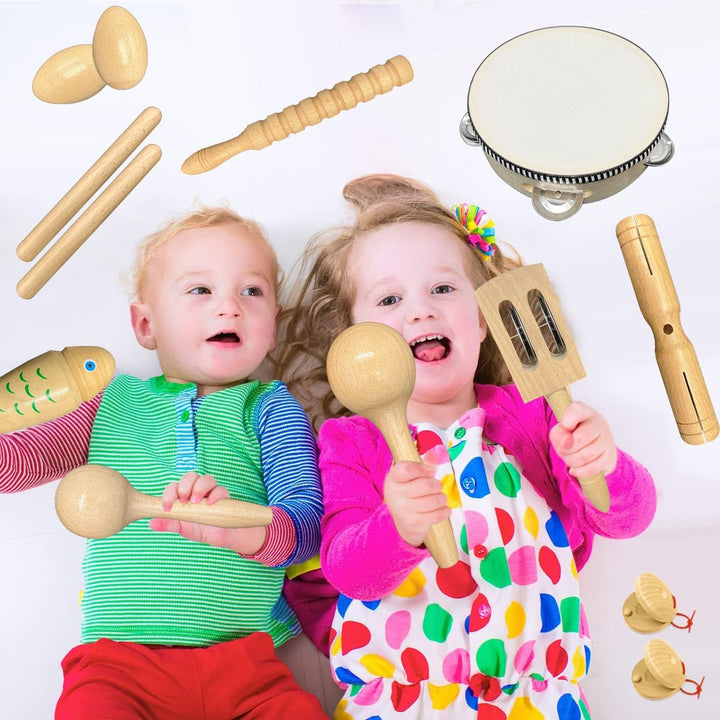 Holz Musikinstrumente Set für Kinder, Kleinkinder und Baby, Ulifeme 17 Stück Instrumente Kinderspiel