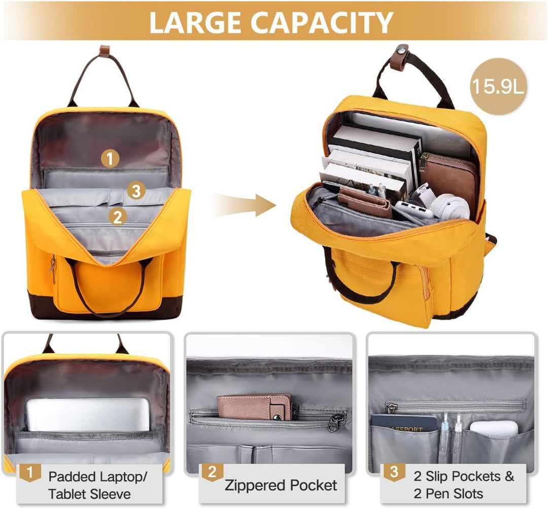 Kasgo Rucksack Herren, Schulrucksack Wasserabweisend Leichte 15,6 Zoll Laptop Schultasche für Damen