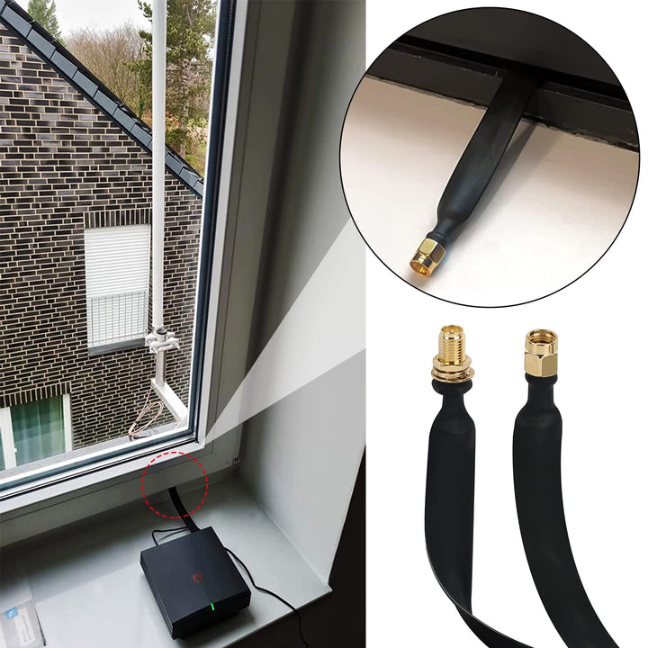 GIAK Helium Gainer Miner Antenne Nelawya LoRa Flachkab Stecker auf RP-SMA Fenster-und Türdurchführun