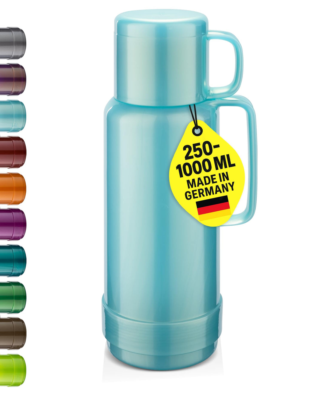 ROTPUNKT Isolierflasche 1 Liter mit integriertem Becher - Hochwertige Isolierkanne Made in Germany I