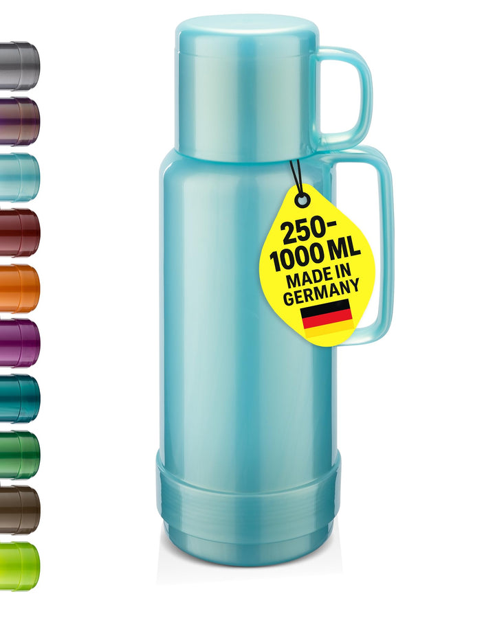 ROTPUNKT Isolierflasche 1 Liter mit integriertem Becher - Hochwertige Isolierkanne Made in Germany I