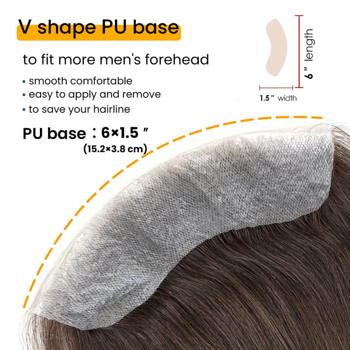 Lordhair Toupet Herren - Europäisches Echthaar Toupet, V-LOOP Skin Toupet für Männer, Toupet Echthaa