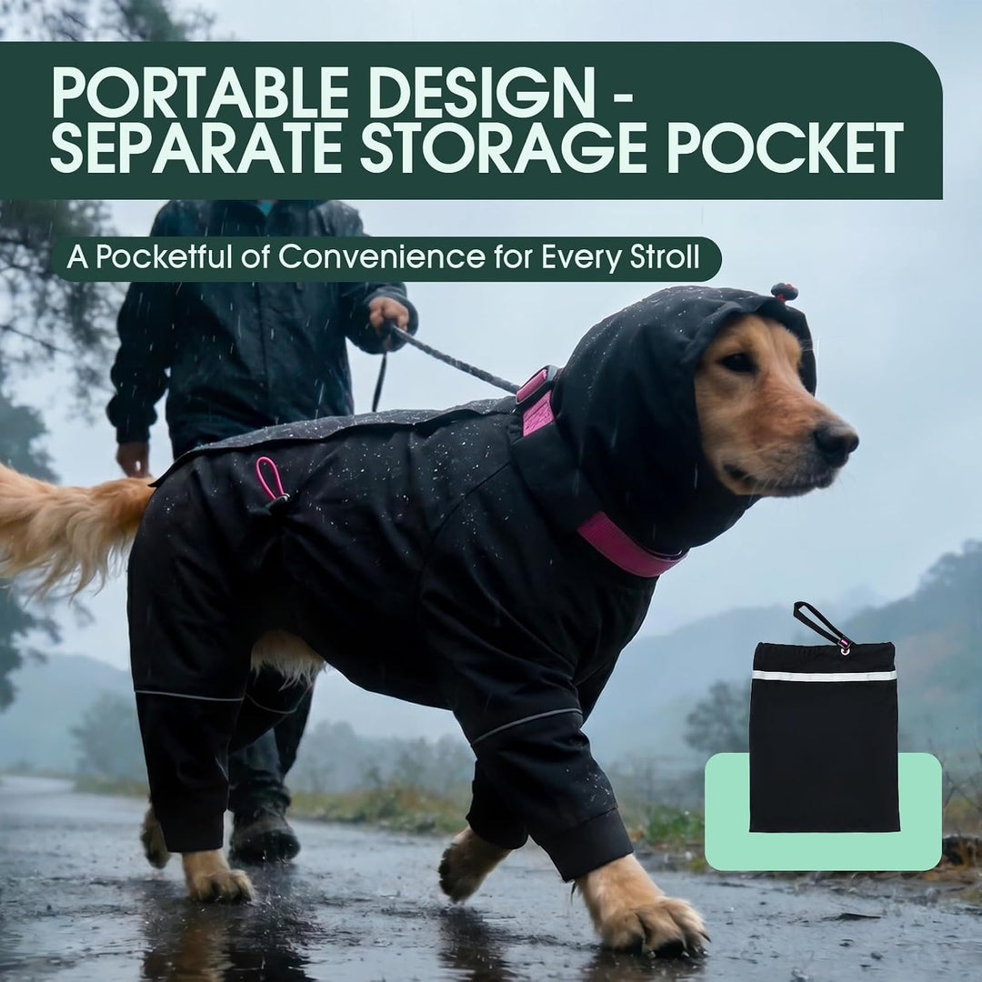 Kuoser Regenmantel Hund, Regenjacke Hund Wasserdicht, Schwarz XS, Schwarz XS