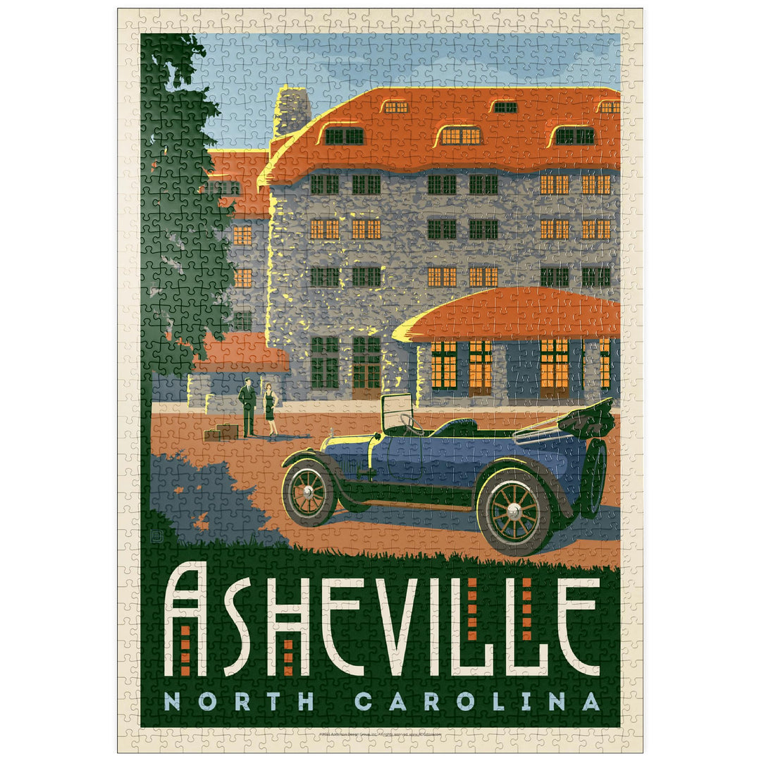 Asheville: North Carolina, Vintage Poster - Premium 1000 Teile Puzzle - MyPuzzle Sonderkollektion vo