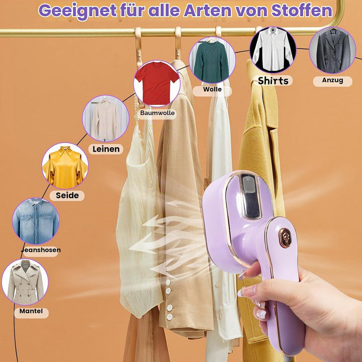 Hirsrian Dampfbügeleisen， Mini Dampfbügeleisen1000 W, Portable Bügeleisen Reise with Foldable Handle
