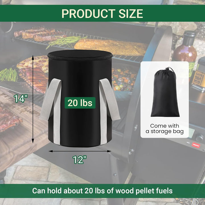 9 kg Holzpellet-Aufbewahrungstasche, wasserdichter Pellet-Aufbewahrungsbehälter für Grill und Smoker