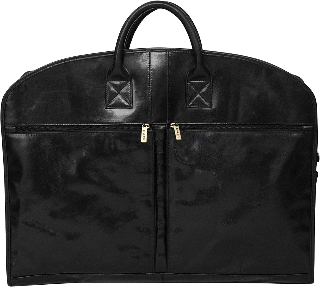 S Babila - Kleidersack aus weichem Vollleder - Kleidertasche für Reisen - Schwarz, Schwarz