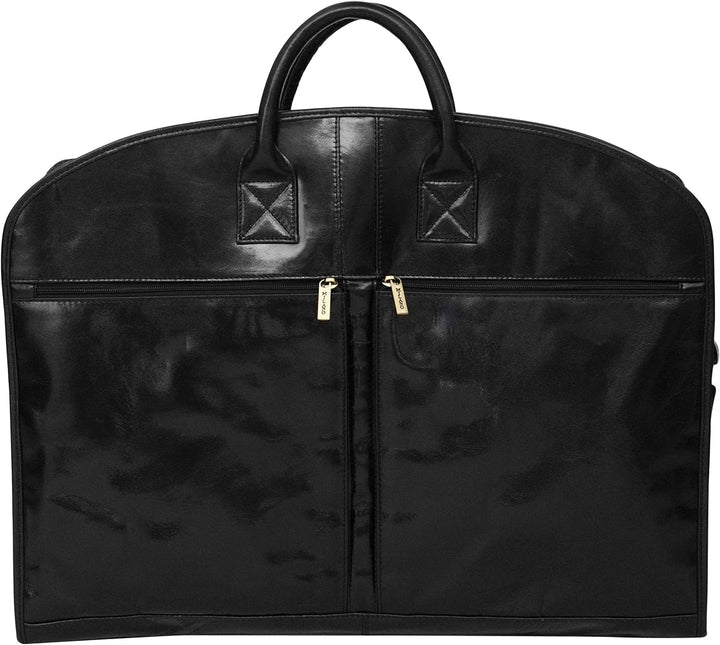 S Babila - Kleidersack aus weichem Vollleder - Kleidertasche für Reisen - Schwarz, Schwarz