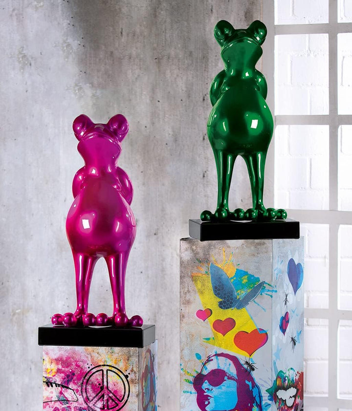 Casablanca modernes Design GILDE Poly Skulp Frog grün metallic H65cm Höhe 68 cm Grün, Höhe 68 cm Grü