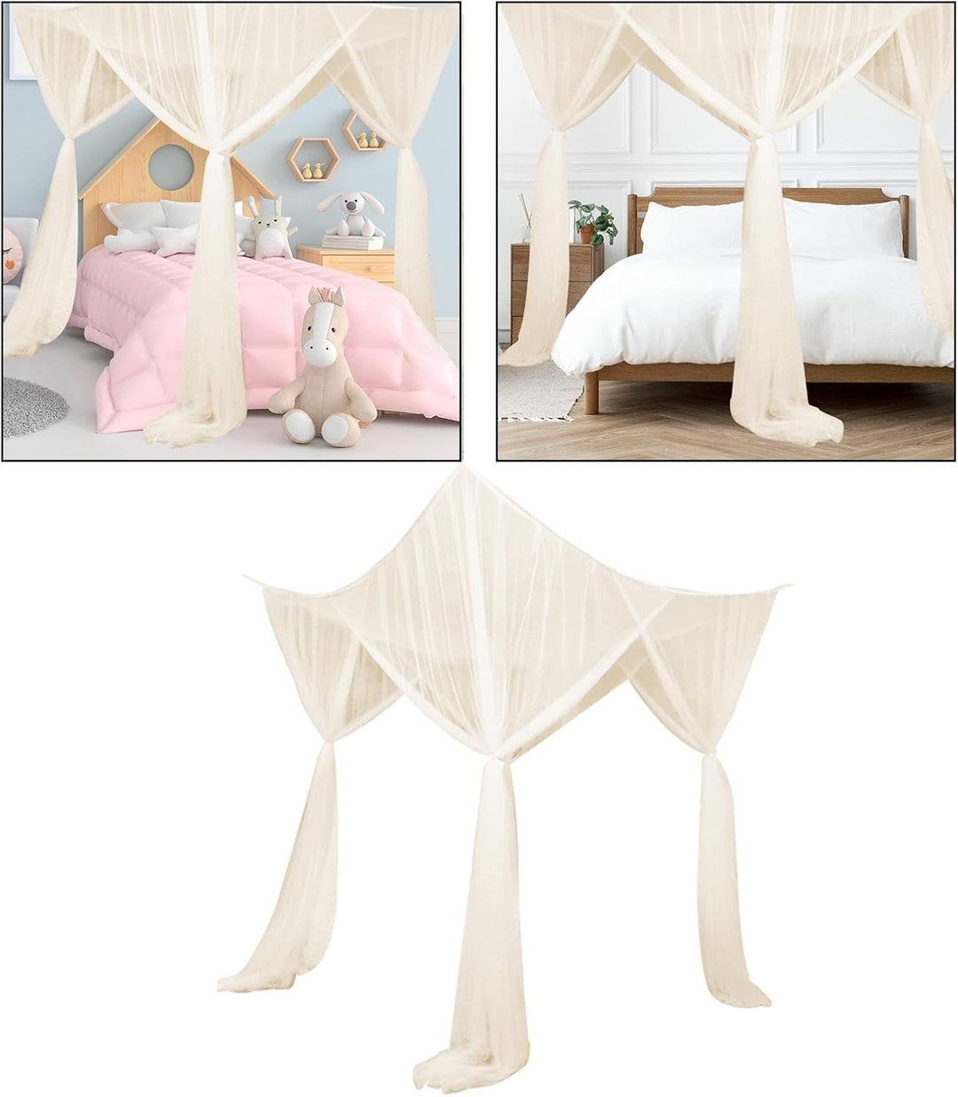 Baoblaze 4 Eckpfosten Himmelbett Vorhang, Moskitonetz Doppelbett und Einzelbett, Mückenschutz Moskit