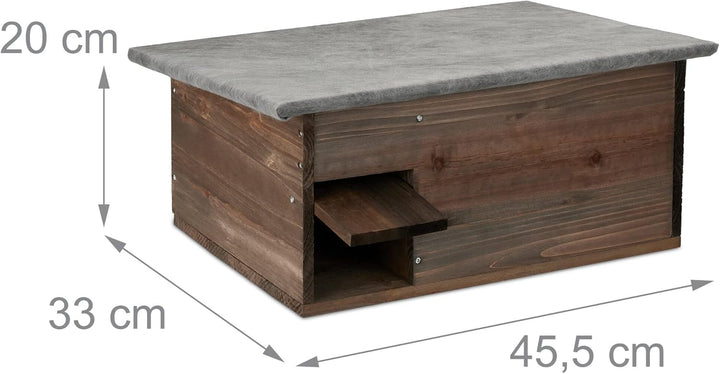Relaxdays Igelhaus, Igelbau mit Boden, Rattenklappe & Labyrintheingang, Holz, Igelhütte, HxBxT: 20 x