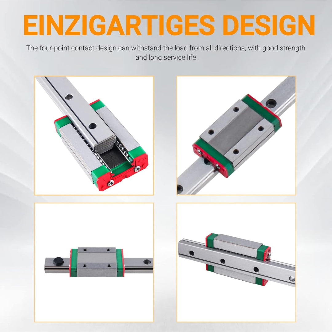 CNCYEAH 2 Stück MGN9H 250 mm Miniatur Lineare Schienenführung mit MGN9H Edelstahl Wagenblock, Linear