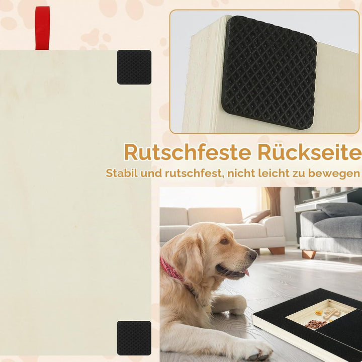 Hunde Krallen Kratzbrett 35x25x3cm Kratzbrett für Hunde mit Leckerli Box Quadrat Stressfrei Dog Nail