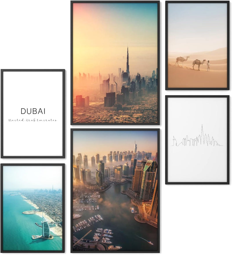 Papierschmiede® Mood Poster Set Dubai, Bilder Wohnzimmer Deko Schlafzimmer, 2x DIN A3 und 4x DIN A4,