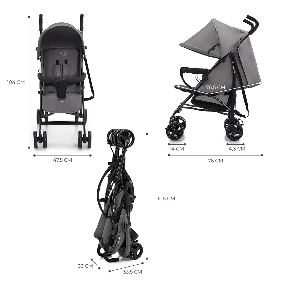 Kinderkraft TIK Kinderwagen, Liegebuggy, Sportwagen, Leicht - 6,5kg, Drehbare Vorderräder, Verstellb