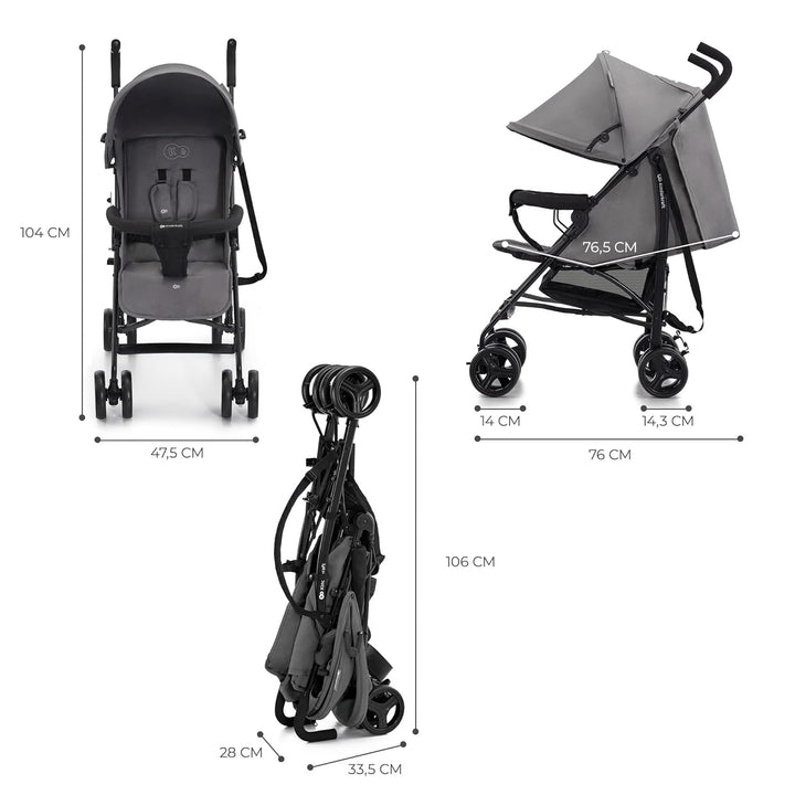 Kinderkraft TIK Kinderwagen, Liegebuggy, Sportwagen, Leicht - 6,5kg, Drehbare Vorderräder, Verstellb