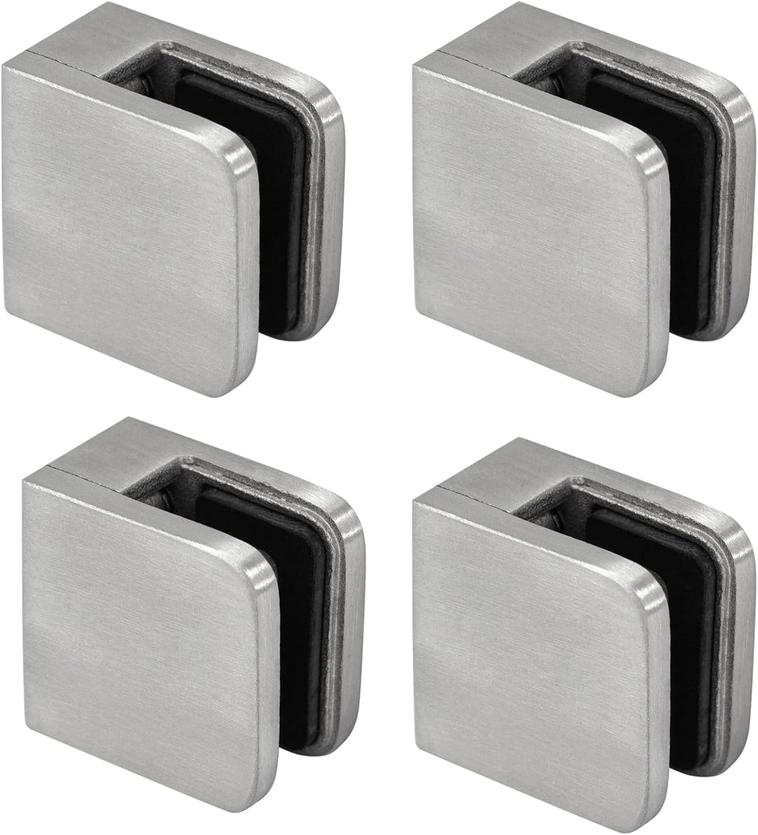 PRIOstahl Glashalter 4 Stück Glasklemmen Klemmhalter Glasplattenhalter Eckig 30 x 30 x 18 mm Anschlu