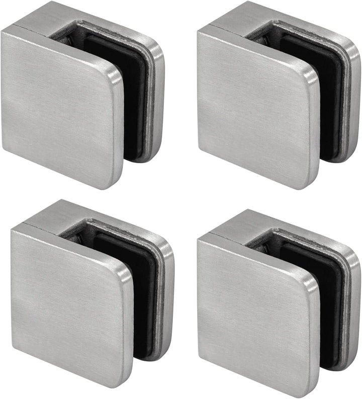 PRIOstahl Glashalter 4 Stück Glasklemmen Klemmhalter Glasplattenhalter Eckig 30 x 30 x 18 mm Anschlu