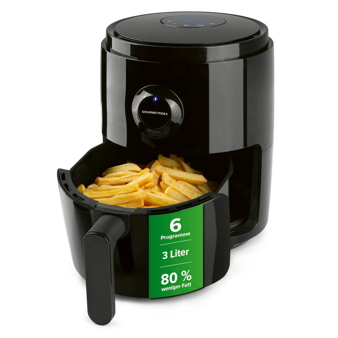 GOURMETmaxx Heissluftfritteuse | 3L Airfryer mit Timer & Touchscreen | Fritteuse mit 8 Funktionen &