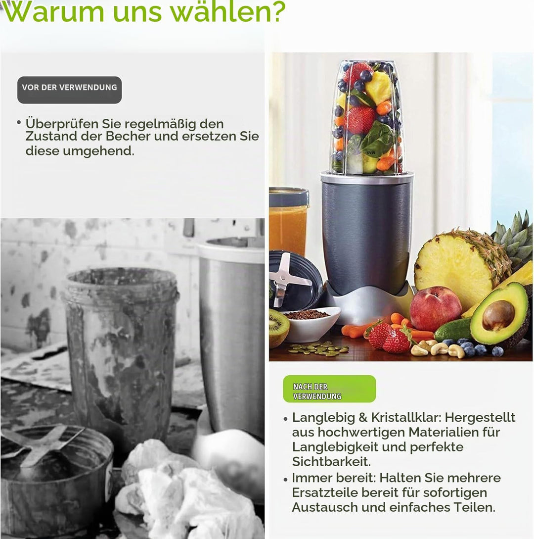 2-Pack 24 oz Ersatzbecher (680 ml) für Mixer, Kompatibel mit NutriBullet 600 W &amp; 900 W Extractor Kli