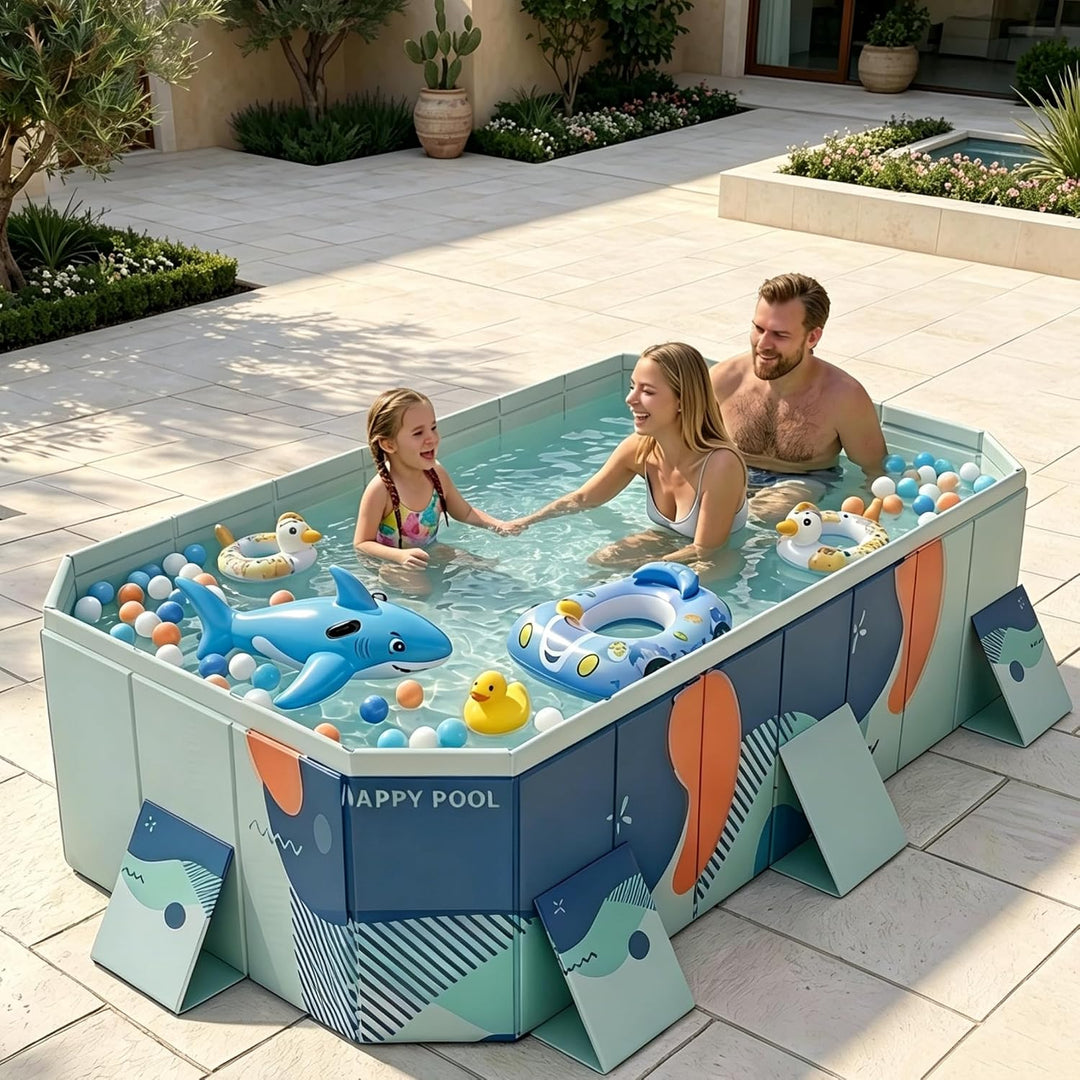 Faltbarer Pool Nicht-aufblasbarer Tragbarer Swimmingpool Schwimmbad Verdickter Rutschfester PVC Schw