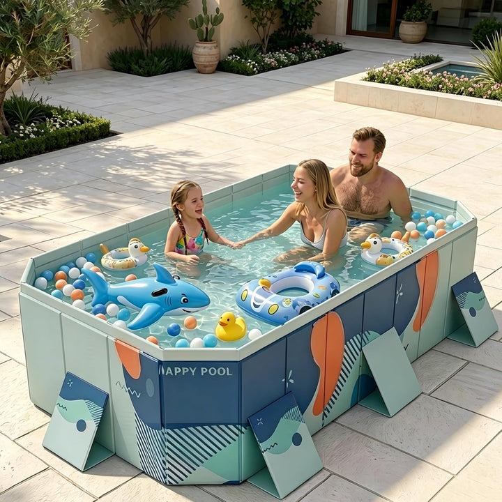 Faltbarer Pool Nicht-aufblasbarer Tragbarer Swimmingpool Schwimmbad Verdickter Rutschfester PVC Schw