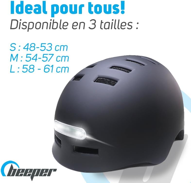 BEEPER Unisex Jugend ME135S-B Helm mit integrierter Beleuchtung, blau, S