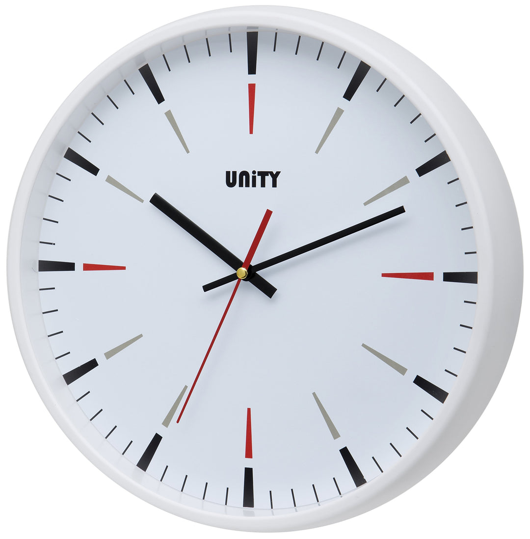 Unity Gibson Wanduhr, geräuschloser Betrieb, Weiss 32 cm, Weiss