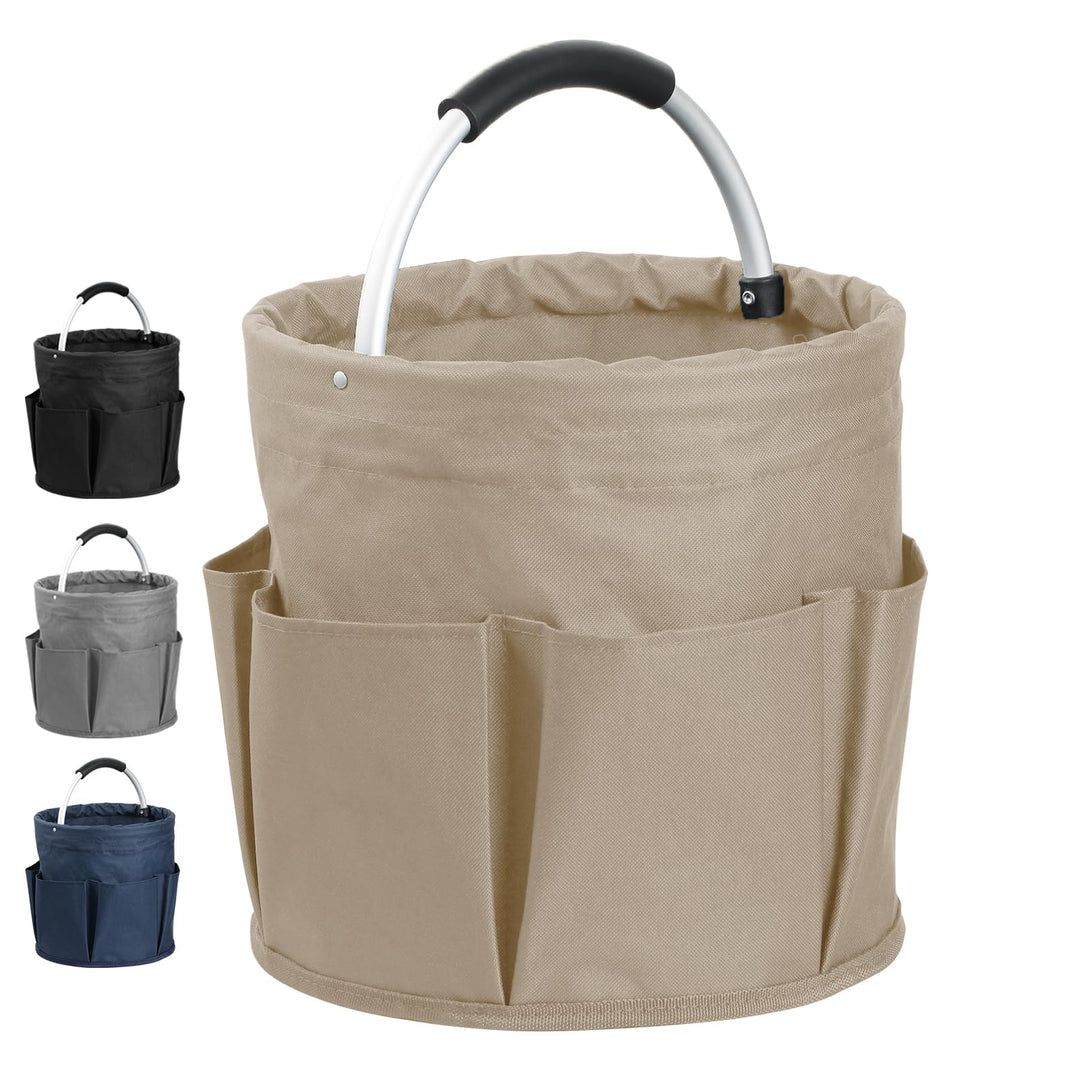 IHOMAGIC Freistehend Werkzeugkorb, Faltbare Aufbewahrungsbox, Gartenwerkzeuge Tasche, 1 Hauptfach mi