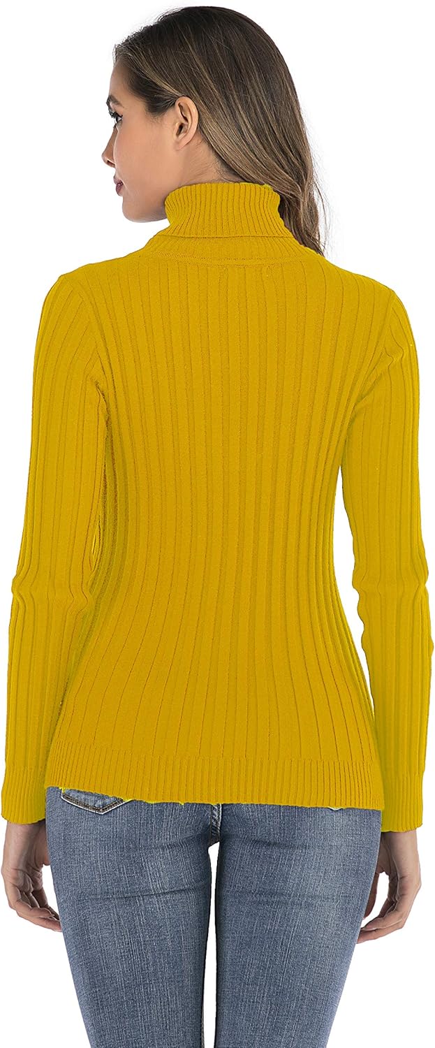 Enjoyoself Damen Strickpullover Gerippter Rollkragenpullover Feinstrick Elegant Langarm Strickpulli