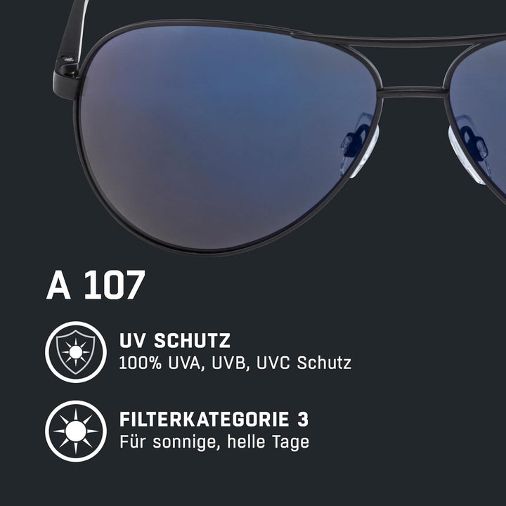 ALPINA A 107 - Verspiegelte und Bruchsichere Sonnenbrille Mit 100% UV-Schutz Für Erwachsene Black Ma
