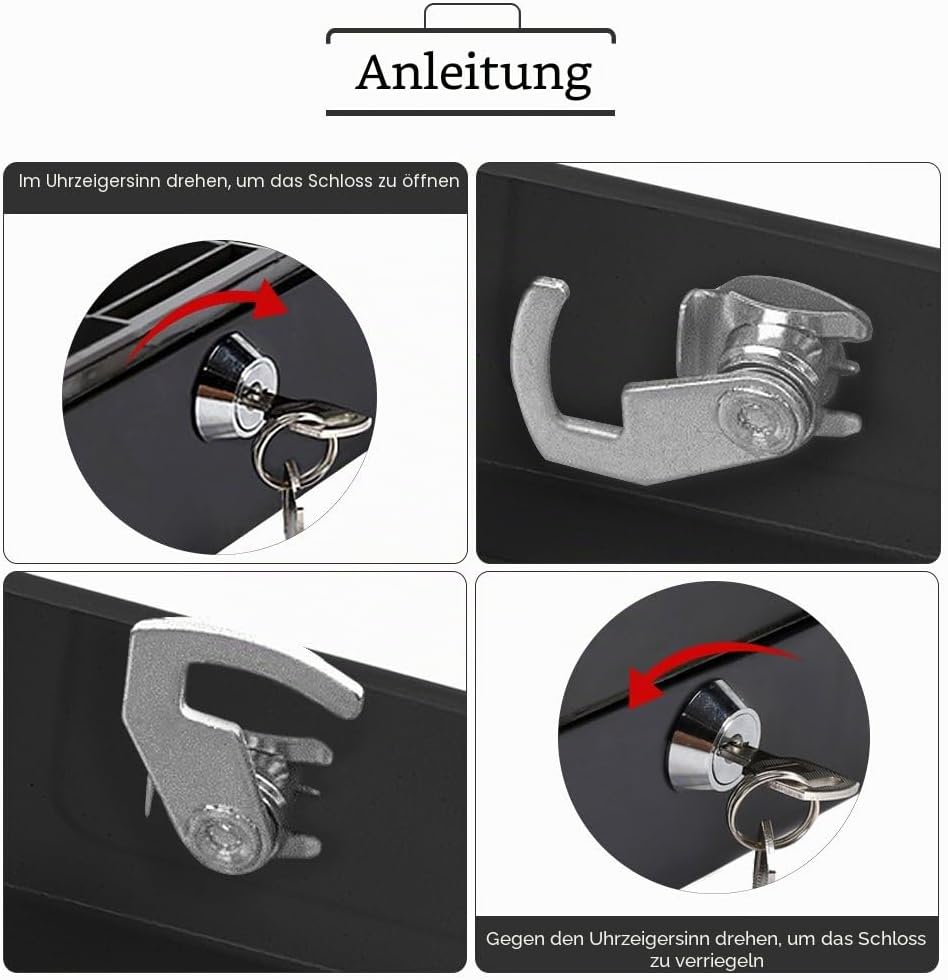 Feuerfeste wasserdichte Box mit Schlüsselschloss, Mini Tragbarer Safe Stahl Petty Abschliessbar Barg