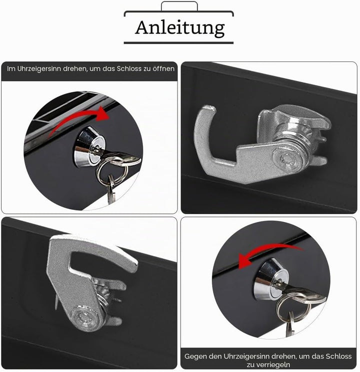 Feuerfeste wasserdichte Box mit Schlüsselschloss, Mini Tragbarer Safe Stahl Petty Abschliessbar Barg