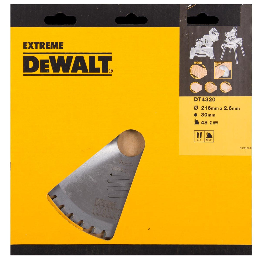 Dewalt DT4320-QZ EXTREME Kreissägeblatt 216x30x2.6 48WZ -5°, 48