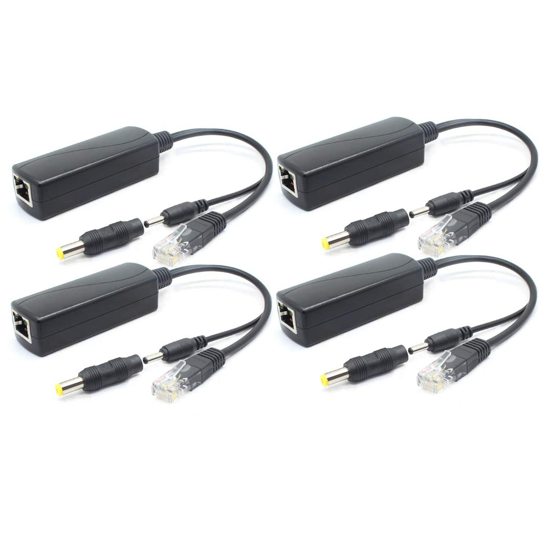 ANVISION 4er Pack 5V PoE Splitter, Adapter von 48 V auf 5 V, 2,4 A, Stecker 3,5 mm x 1,35 mm, 5,5 mm