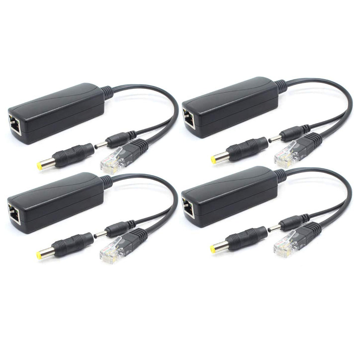 ANVISION 4er Pack 5V PoE Splitter, Adapter von 48 V auf 5 V, 2,4 A, Stecker 3,5 mm x 1,35 mm, 5,5 mm