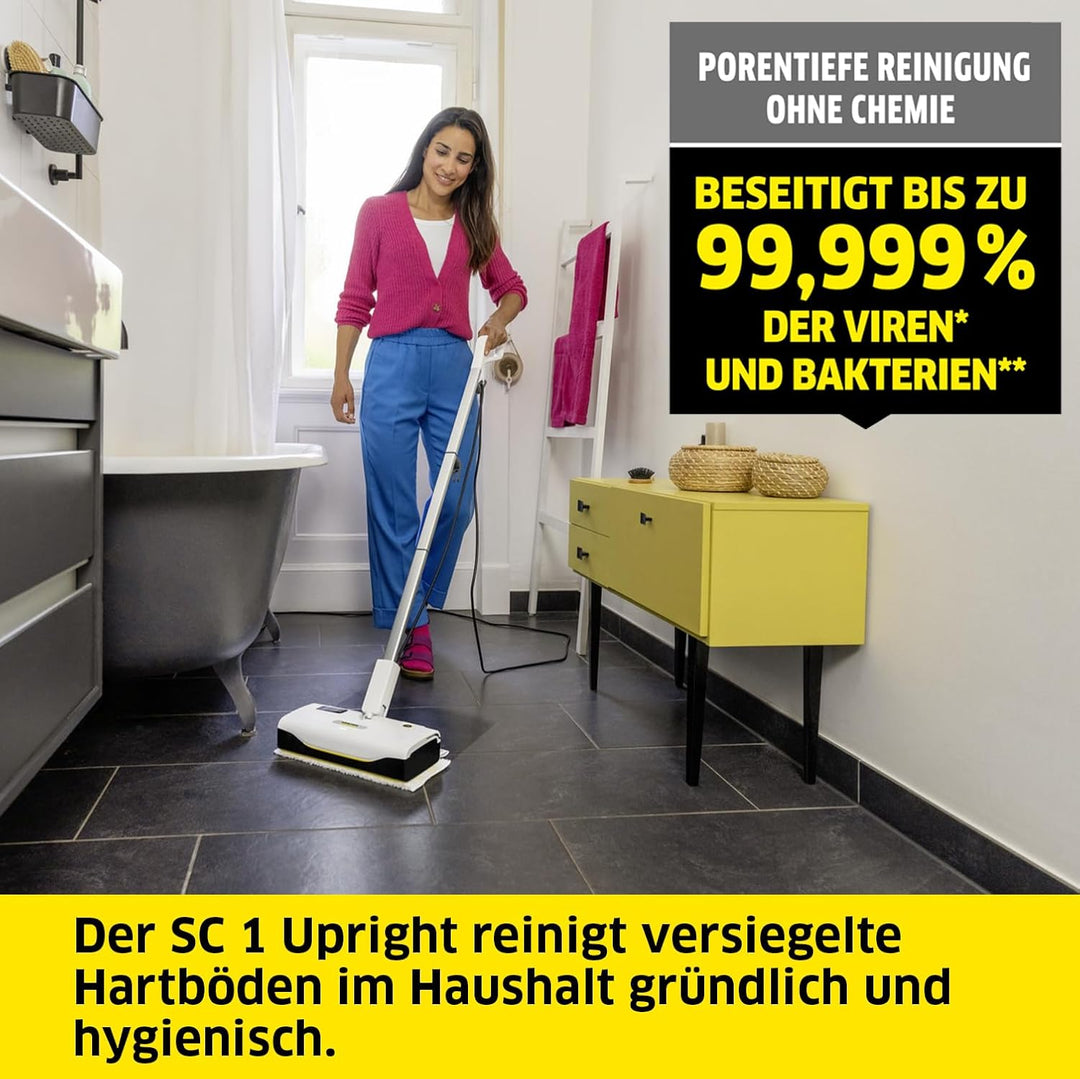 Kärcher Dampfreiniger SC 1 Upright, Aufheizzeit: 30 s, Flächenleistung: ca. 30 m², Tank: 0,2 l, Heiz