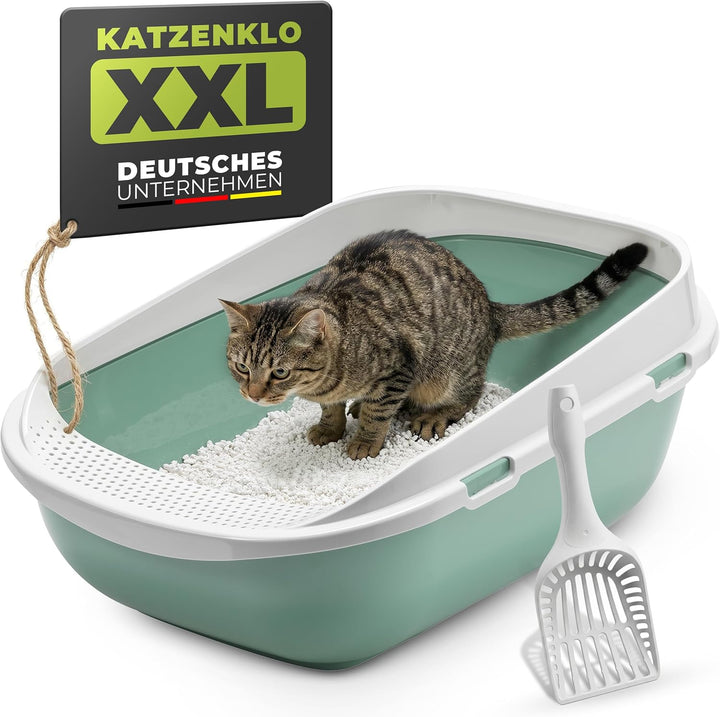 XXL Katzentoilette Schale 65 cm Agave mit Rand und Schaufel, agave
