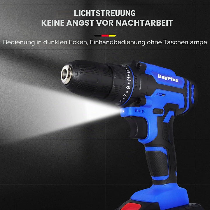 Akku-Bohrschrauber Akkuschrauber 45Nm, 21V Akku-Bohrmaschine mit 1×1.5Ah Akku, 25+1 Drehmoment Akkub