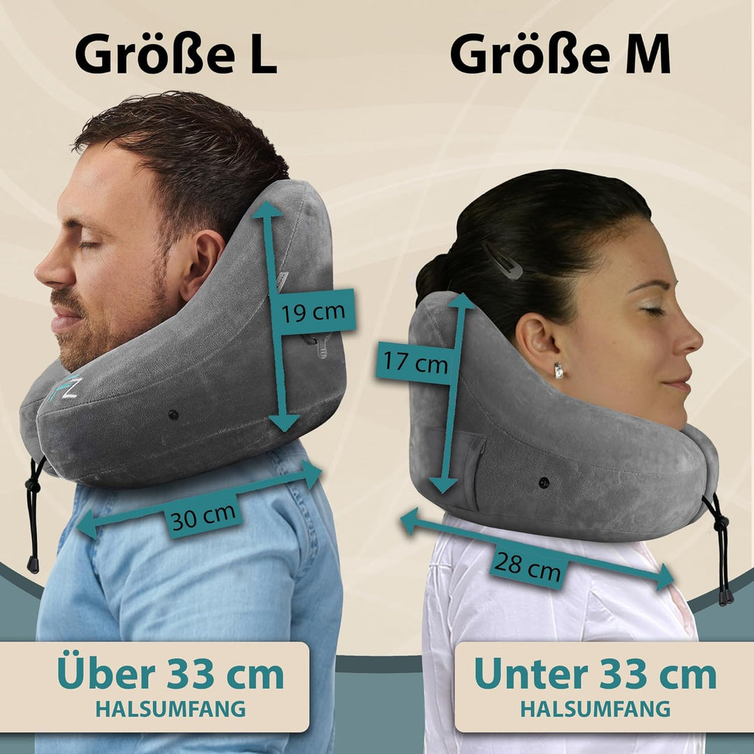FLOWZOOM Air Nackenkissen Flugzeug in H-Design, Reisekissen für 5 Schlafpositionen, schnell aufblasb