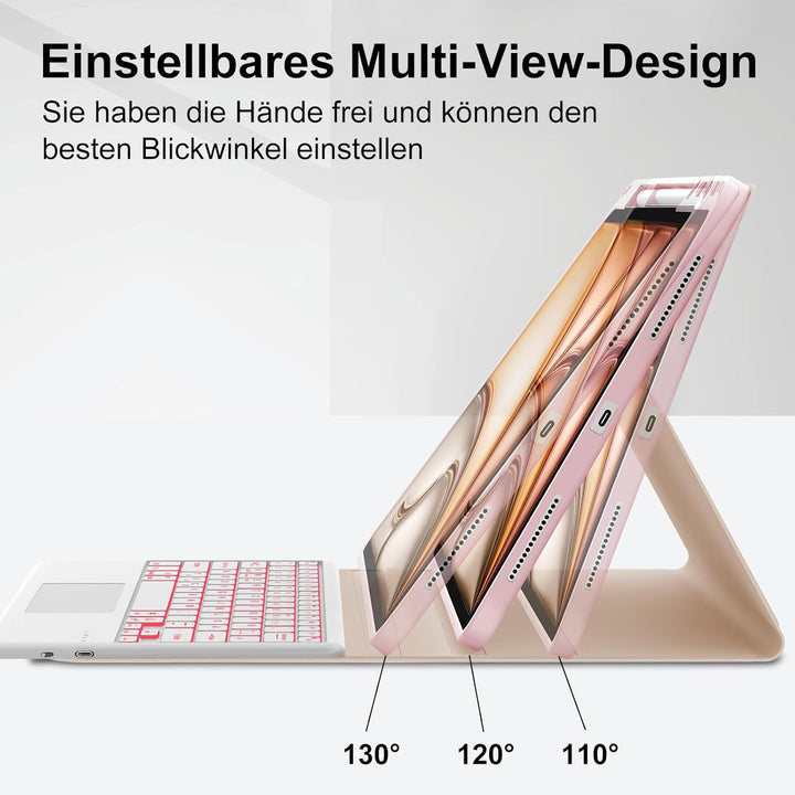 Hülle mit Tastatur für iPad Air 13 Zoll M4 2026/M3 2025/M2 2024 con Touchpad, Magnetisch Abnehmbare