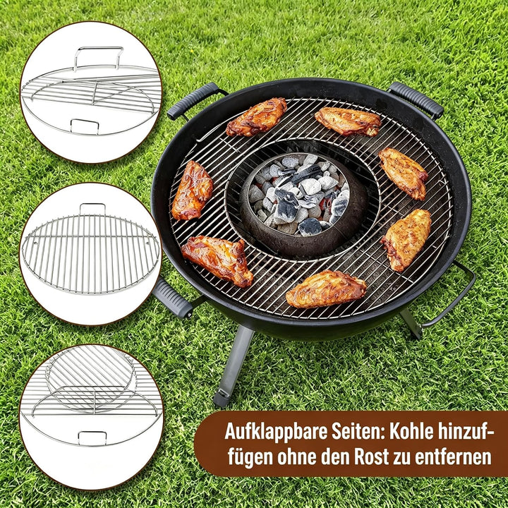 Grillrost Edelstahl, 54.5cm, Grillrost Rund mit Griff, Rund Grillrost für Weber 57CM Holzkohlegrills