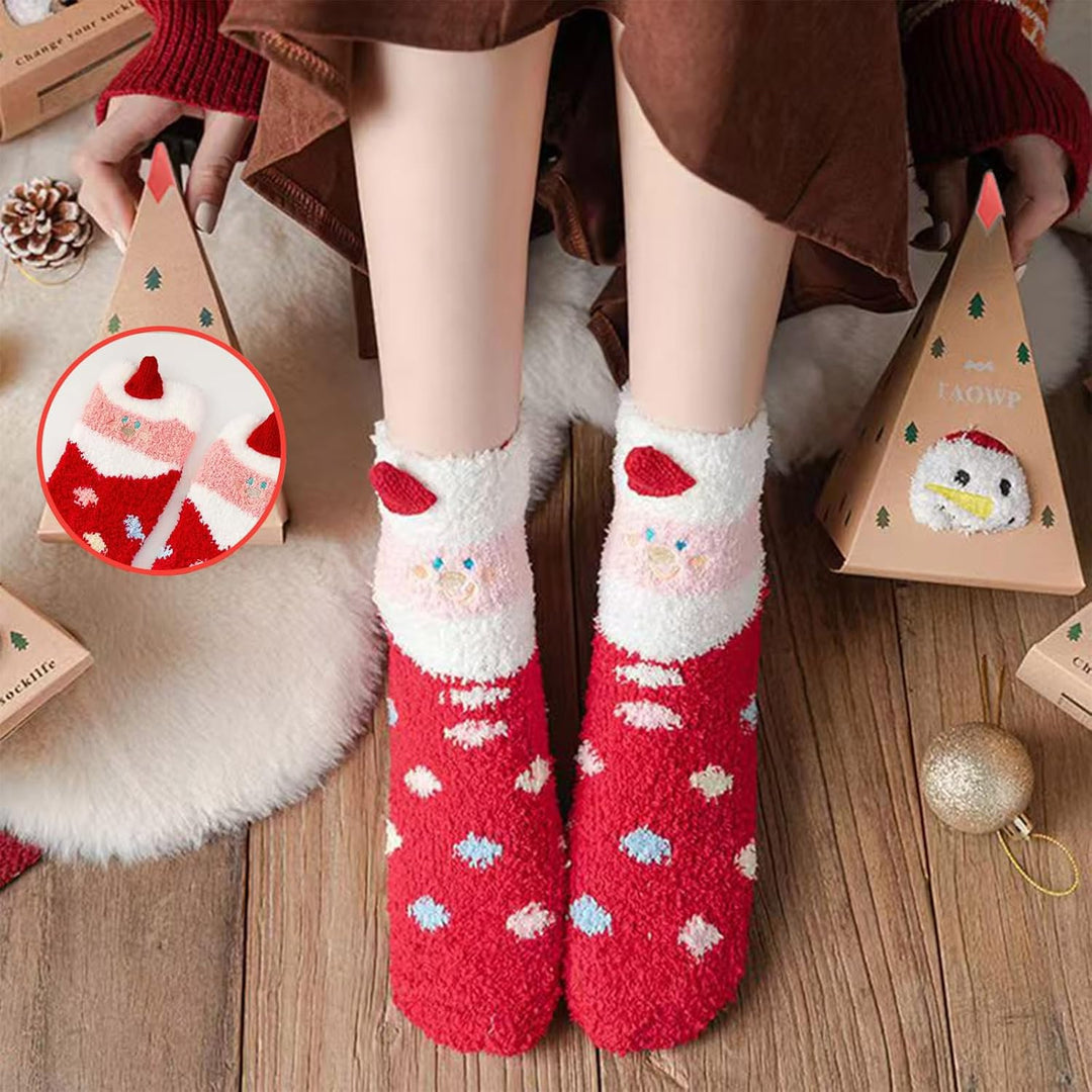 5 Paar Weihnachtssocken Kuschelsocken Damen Weihnachten Socken Flauschige Socken Christmas Socks Win