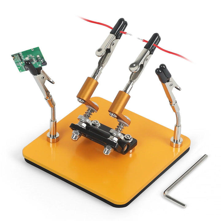 Magnetische helfende Hände Lötstation mit 10 x 10 cm stabiler Basis, 4 flexiblen Armen Löthilfe– 360